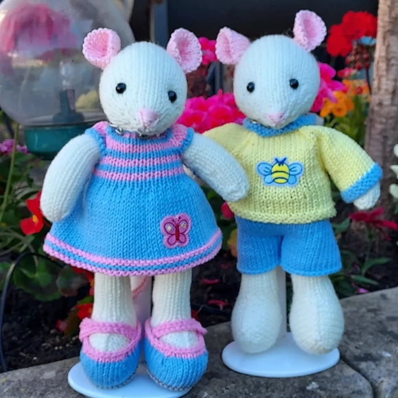Hand knitted mice, just a suggestion for a gift for a child from our store