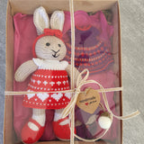 Christmas knitted bunnies, bears and other animals