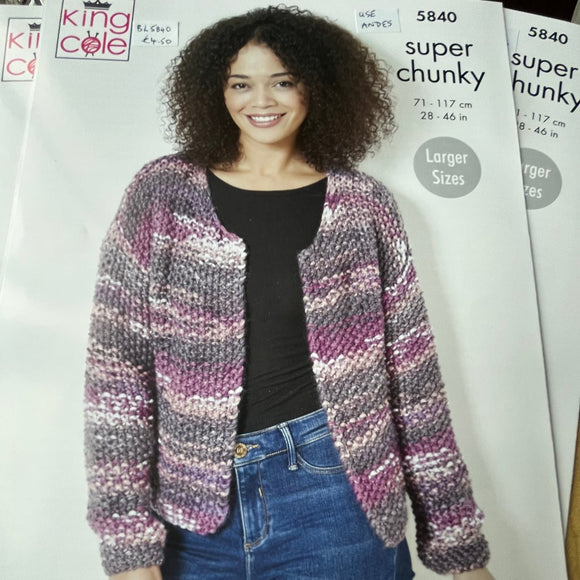 Ladies Knitting Pattern Super Chunky 5840
