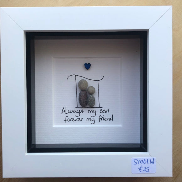 Gift for a son pebble art frame by Simply Mourne