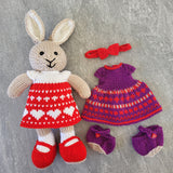 Christmas knitted bunnies, bears and other animals