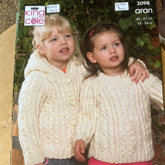 Knitting Pattern for Children Aran King Cole 3098