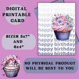 Cup Cake Birthday Card to download