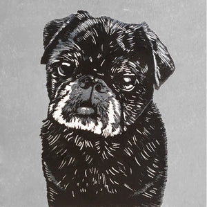 Black and White Pug Greeting Card