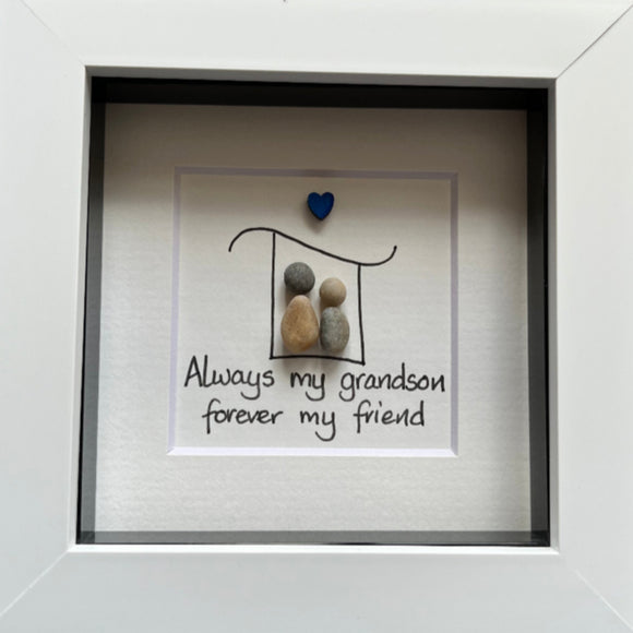 Always my Grandson Pebble Art Frame