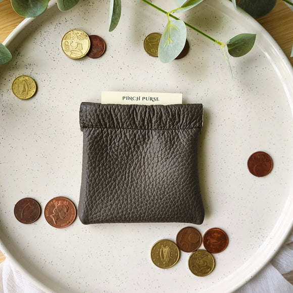 Leather coin pinch purses