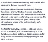 Hand Crocheted Marcrame Cord Crossbody bags