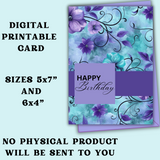Purple and Turquoise Birthday Card