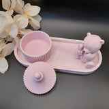 Pink Jesmonite Baby Bear Keepsake Set