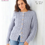 Ladies Sweater and Cardigan Knitting Pattern in Aran