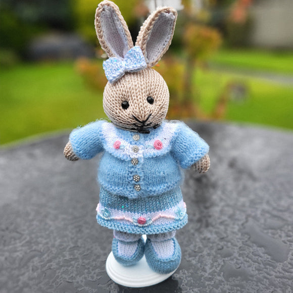 Knitted Bunny in a Blue Suit