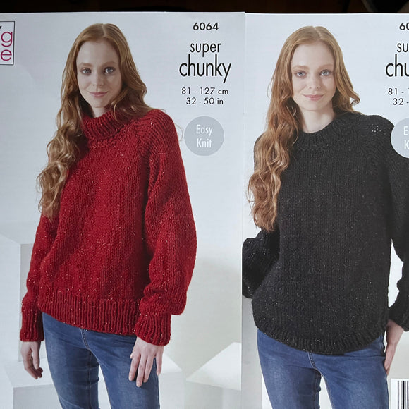 Knitting pattern for ladies Super Chunky 6064