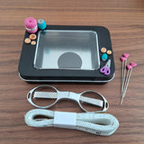 Crafters knitting-themed metal tin