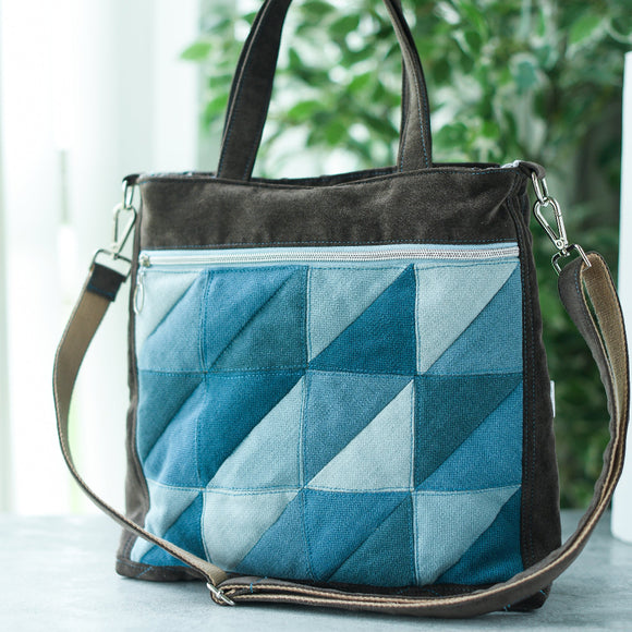 Handmade Quilted Tote Bag - Shades of Blue