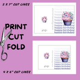 Cup Cake Birthday Card to download