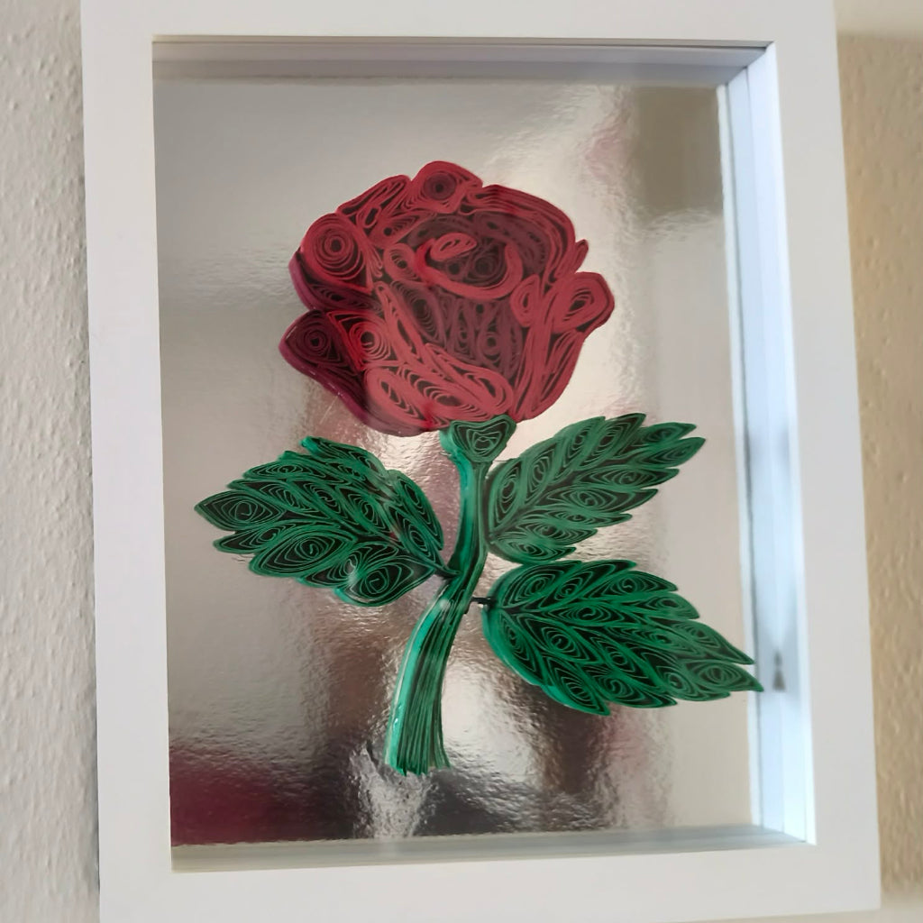 Quilled Red Rose in a frame gift for a loved one, birthday anniversary ...