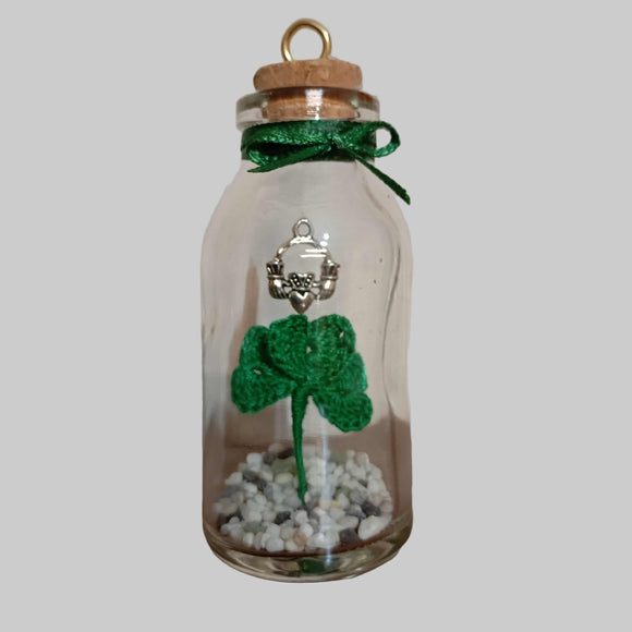 Crocheted Shamrock Keepsake Jar