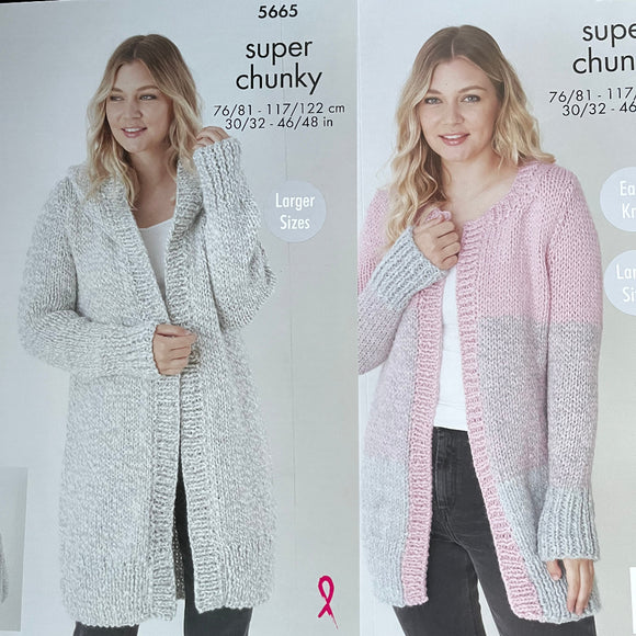 Ladies Knitting Pattern Super Chunky 5665