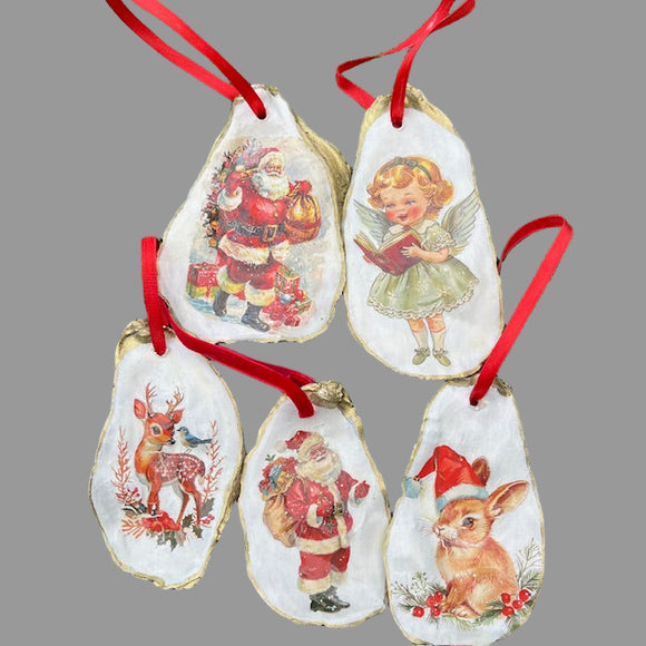 Vintage Christmas Image Shell Decorations