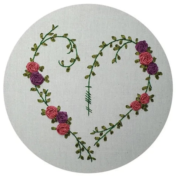 Ribbon Heart Embroidery Kit by Be Alice