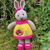 handknit bunny, girl stuffed toy, knitted 