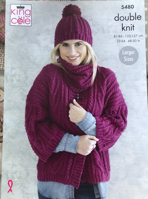 Ladies DK Jacket, snood, hat knitting pattern