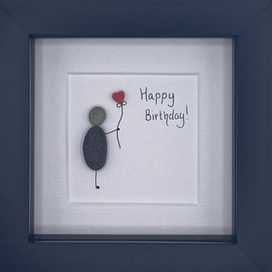 Happy Birthday Pebble Art Frame