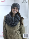 Ladies Super chunky jacket, hat and cowl knitting pattern 5196