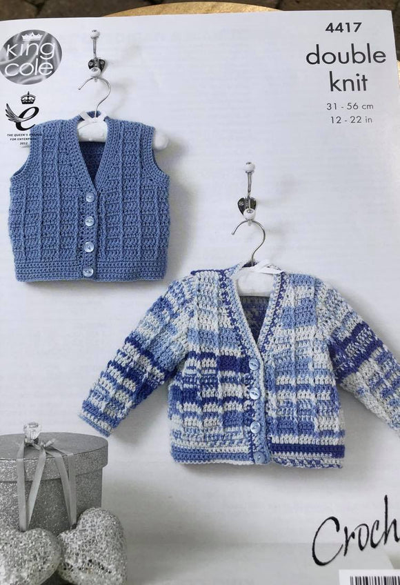 DK Cardigan and Waistcoat Baby Crochet Pattern