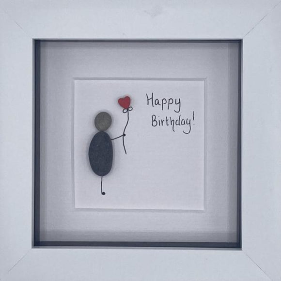 Happy Birthday Pebble Art Frame