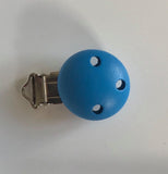 Blue Wooden Baby Pacifier Clip