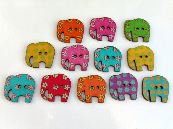 Elephant Wooden Buttons. 2 Holes.   Perfect for sewing for children and adults, scrapbooking, creative sewing, wrapping gifts, earrings and brooches.