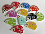 Hedgehog Wooden Buttons. 2 Holes.   Perfect for sewing for children and adults, scrapbooking, creative sewing, wrapping gifts, earrings and brooches.
