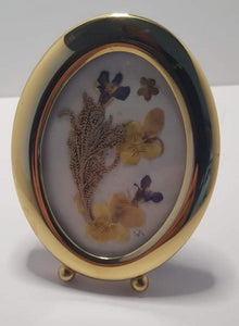 Vintage Pressed Flower  Brass Frame
