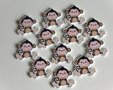Monkey Wooden Buttons. 2 Holes.   Perfect for sewing for children and adults, scrapbooking, creative sewing, wrapping gifts, earrings and brooches.