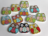 Patchwork Owl Wooden Buttons