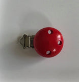 Red Wooden Baby Pacifier Clip
