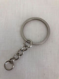 Silver tone key ring with chain 3cm