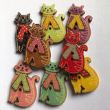 Dog and Cat wooden buttons