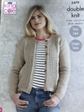 Ladies double knit cardigan, scarf and hat knitting pattern 5479