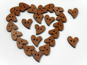Wooden Heart Buttons