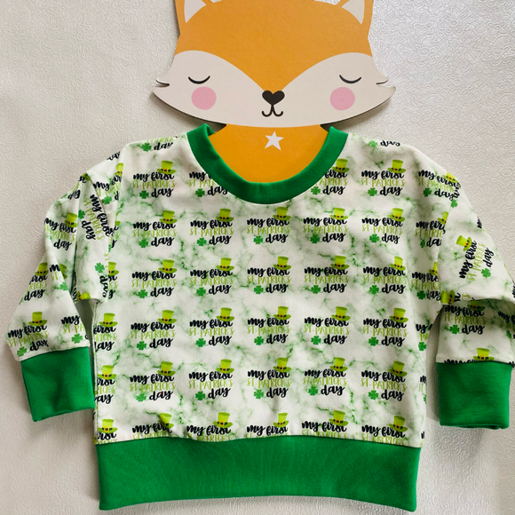 Baby s First St. Patrick s Day Sweatshirt handmade outfit for Irish baby Paddy s day outfit The Crafty Rock Blackrock